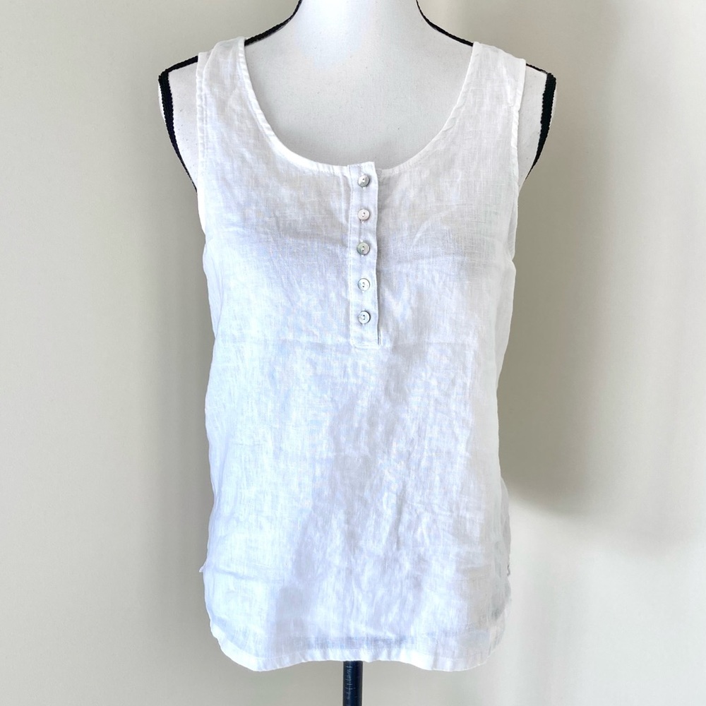 NWT C&C California White Linen Tank Size L